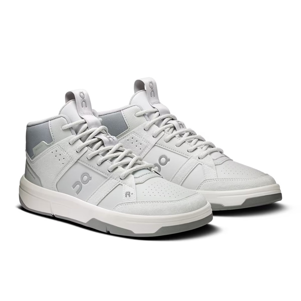 On Running Men's High-Top Sneakers in Light Grey and White